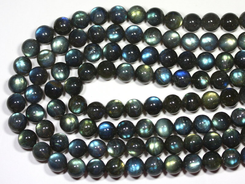 【丸ビーズ】ラブラドライト (4A) 13mm【パワーストーン 天然石 アクセサリー 1連売り】