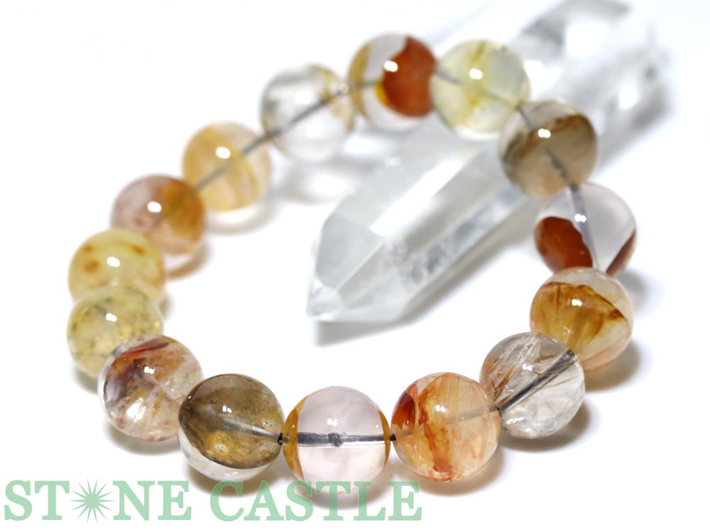 ☆一点物☆【ブレスレット】錦鯉水晶 (天然オーラクォーツ) (4A) (ブラジル産) No.07 (約14〜14.5mm) (ケース付)【パワーストーン 天然石...
