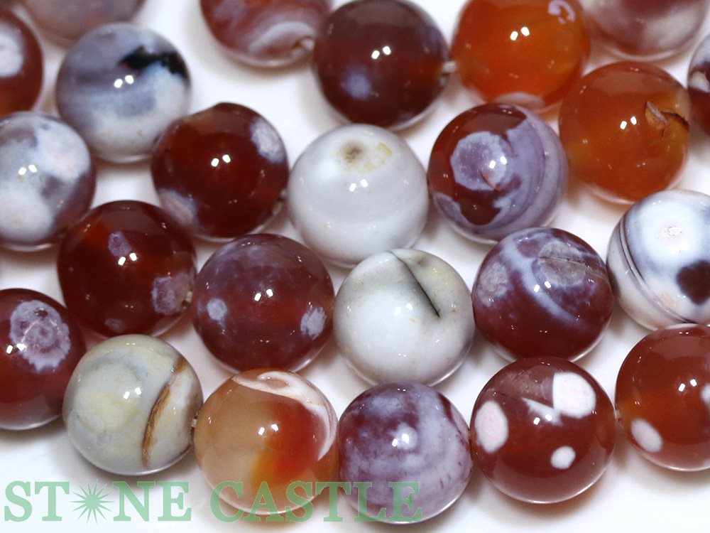 【丸ビーズ】ファイヤーアゲート 10mm (数量限定商品)【パワーストーン 天然石 アクセサリー 1連売り】