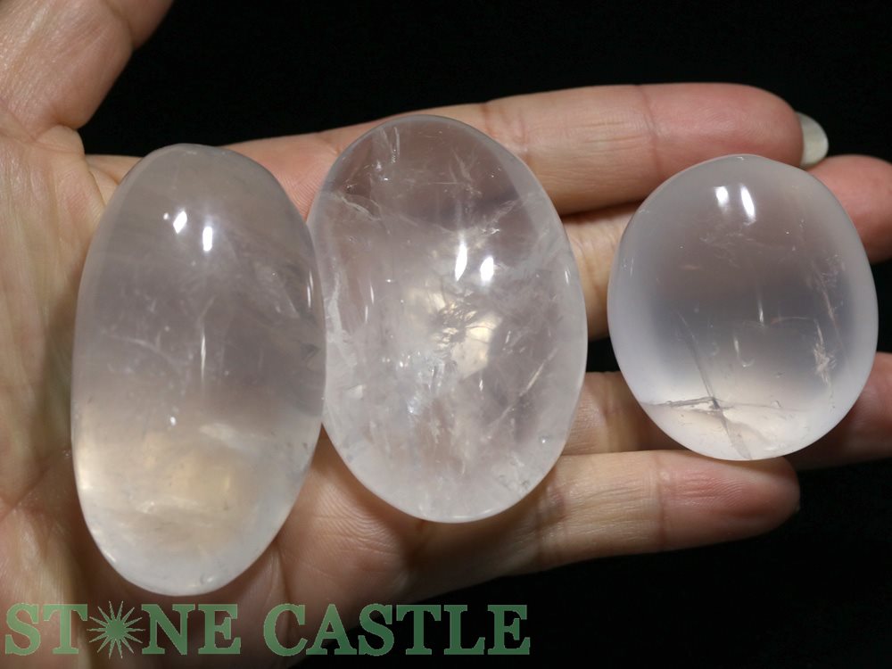 ☆一点物☆【置き石】握り石 ムーンクォーツ (3個セット) No.40【パワーストーン 天然石 アクセサリー】