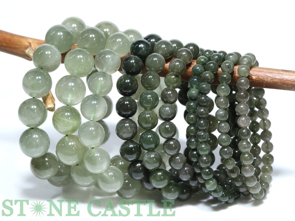 ☆特価アソート☆【ブレスレット】グリーンルチルクォーツ (約6〜14mm) (約10本入り) 約280g【パワーストーン 天然石 アクセサリー レディース メン...