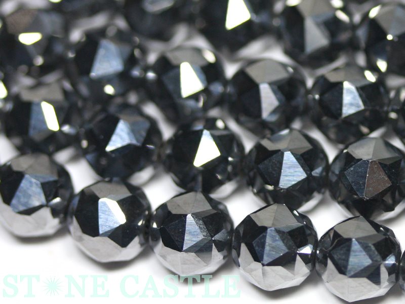 【カットビーズ】テラヘルツ鉱石 スター宝石カット 8mm【パワーストーン 天然石 アクセサリー 1連売り】