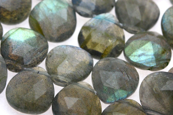 【カットビーズ】ラブラドライト (最高級) マロン型カット 約9x10mm (10cm連) ★最高品質★ 【パワーストーン 天然石 アクセサリー 1連売り】