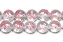 【彫刻ビーズ】水晶 8mm (ピンク彫り) 桜 (一連売り) 【パワーストーン 天然石 アクセサリー】