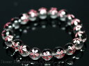 【彫刻ビーズ】水晶 10mm (ピンク彫り) 桜 (ブレスレット/半連売り) 【パワーストーン 天然石 アクセサリー】
