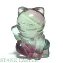 ☆一点物☆【彫刻置物】招き猫 フローライト No.29【パワーストーン 天然石 アクセサリー レディース メンズ】