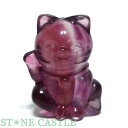 ☆一点物☆【彫刻置物】招き猫 フローライト No.31【パワーストーン 天然石 アクセサリー レディース メンズ】
