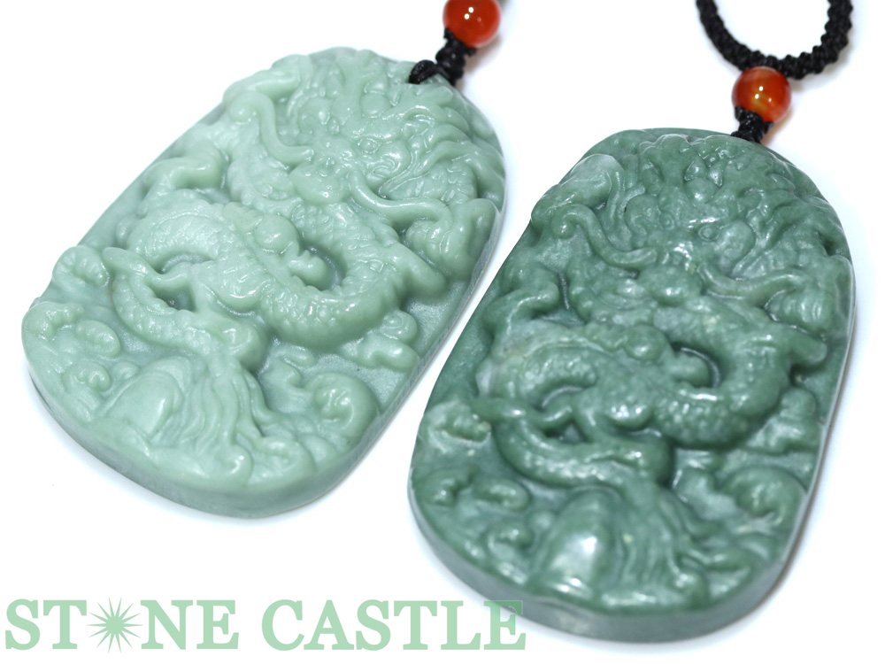 ☆高品質☆【ネックレス】ネフライト(軟玉) 龍神 彫刻【パワーストーン 天然石 アクセサリー】