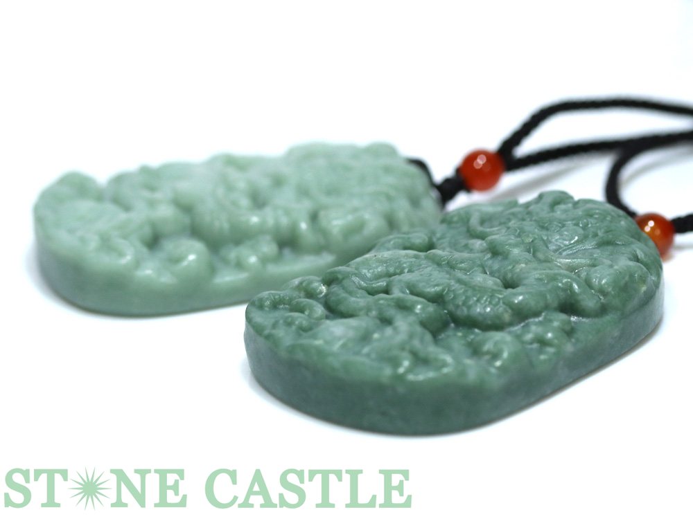 ☆高品質☆【ネックレス】ネフライト(軟玉) 龍神 彫刻【パワーストーン 天然石 アクセサリー】