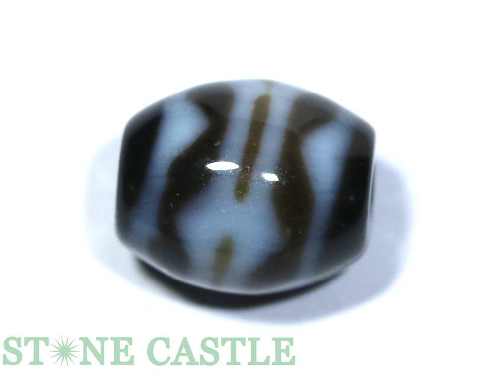  天珠ビーズ 高級風化天珠約1.3cm 四線虎牙(双虎牙)  特価  パワースト...