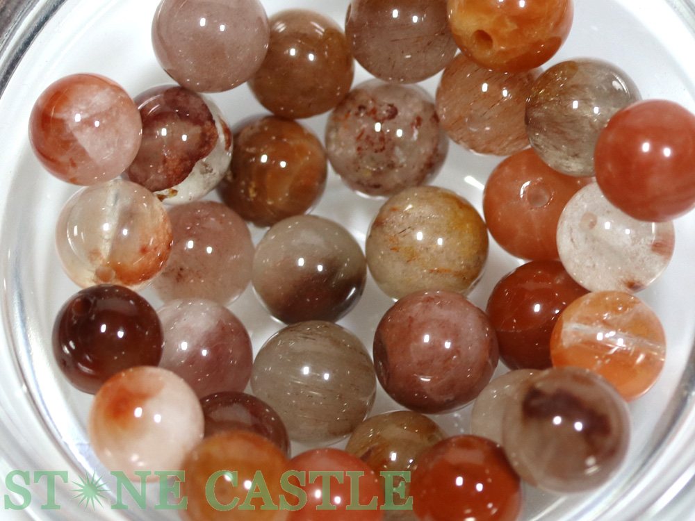 【丸ビーズ】レッドルチルクォーツ 8mm (31粒セット) No.07 (数量限定商品)【パワーストーン 天然石 アクセサリー 1連売り】