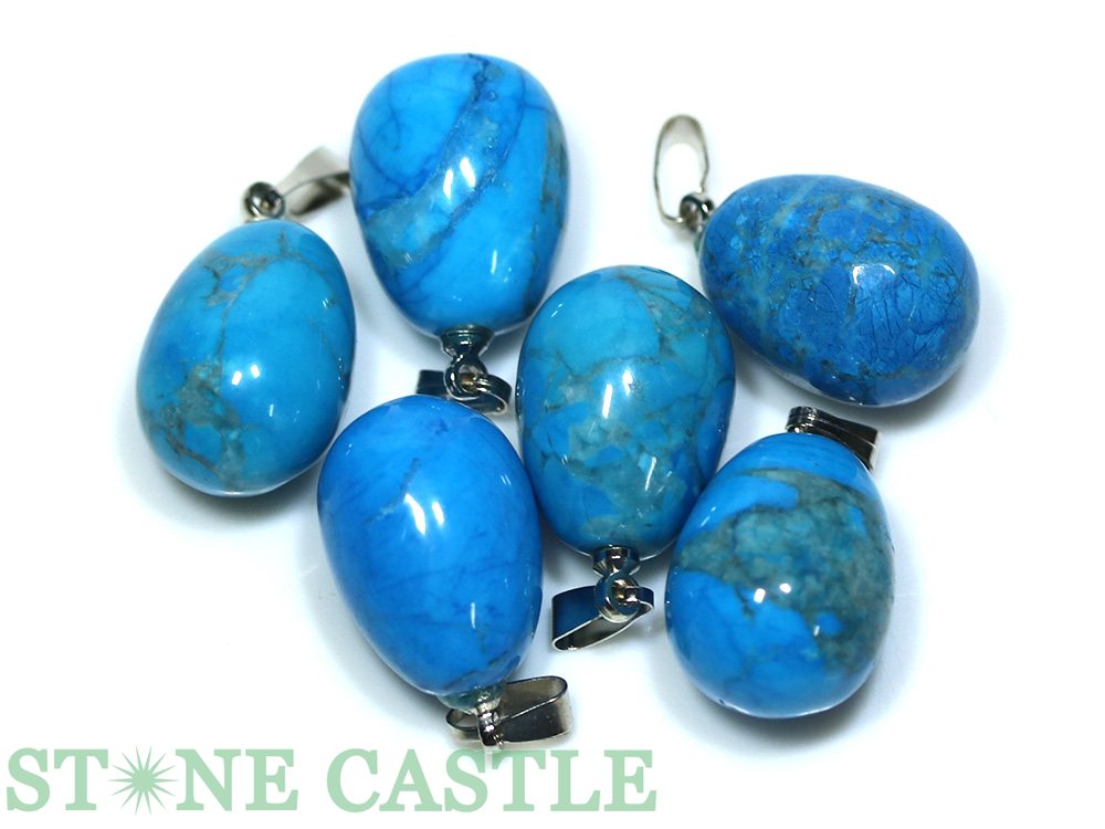 【ペンダント】たまご型 ハウライトトルコ (6個セット) ★特価★【パワーストーン 天然石 アクセサリー レディース メンズ】