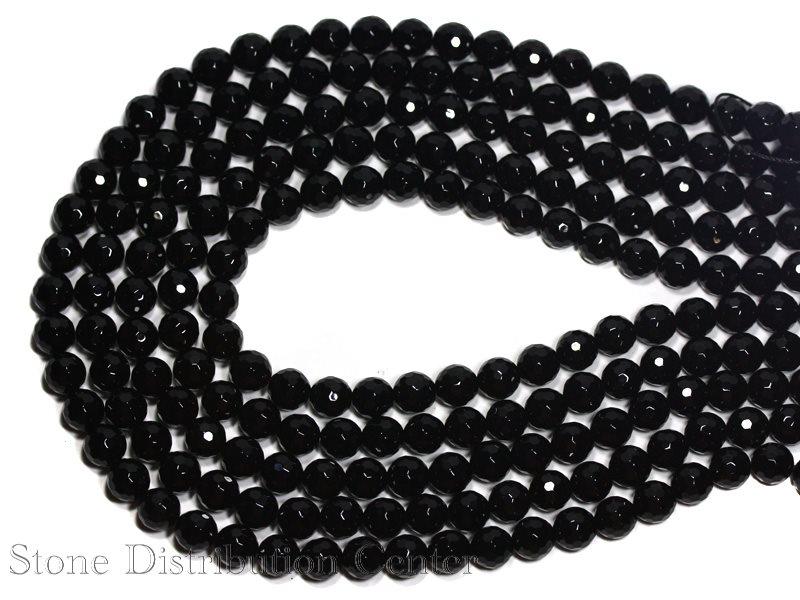 【カットビーズ】オニキス 128面カット 8mm 【パワーストーン 天然石 アクセサリー 1連売り】