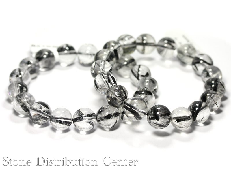 ☆高品質☆【ブレスレット】ブラックルチルクォーツ (4A) (約13.5～14mm) (ケース付)※DM便・ネコポス不可※ 【パワーストーン 天然石 アクセサリー レディース メンズ】