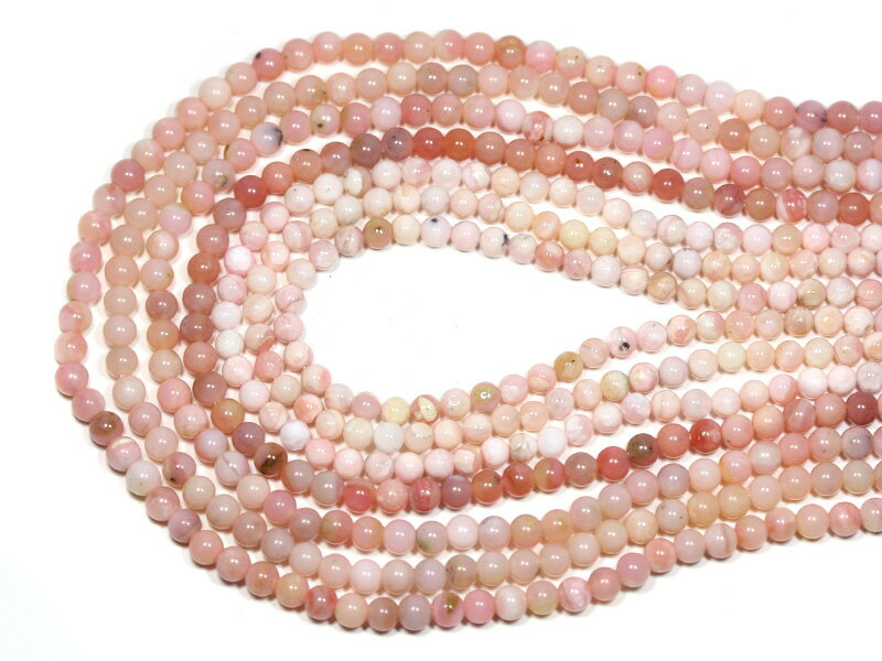 【丸ビーズ】オパール(ピンク) (2A) 4mm 【パワーストーン 天然石 アクセサリー 1連売り】