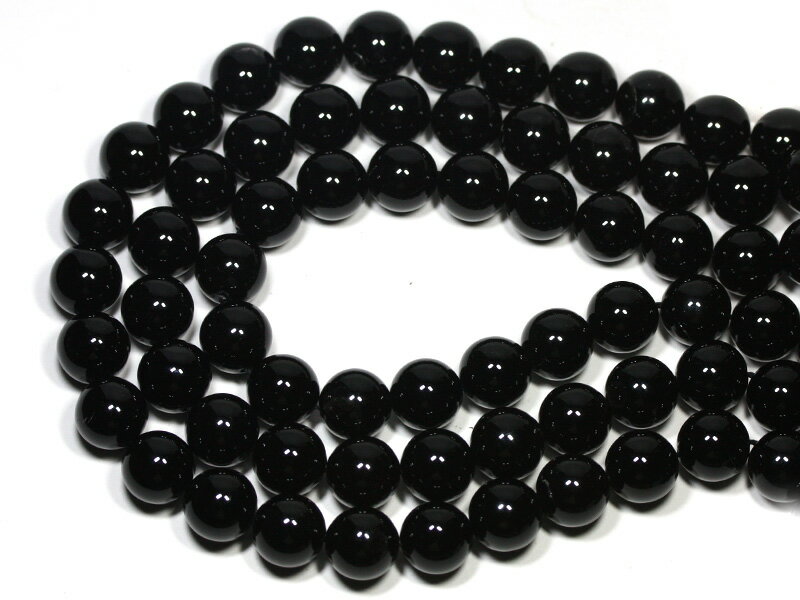 【丸ビーズ】天然チベット産黒水晶(モリオン) 14mm (ブレスレット約1本分) 【パワーストーン 天然石 アクセサリー 半連売り】