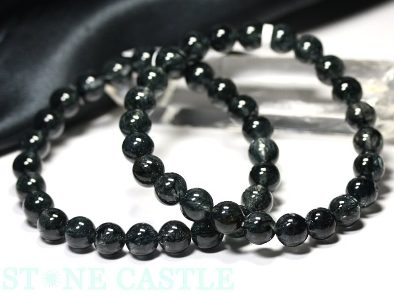 ☆高品質☆【ブレスレット】ブラックルチルクォーツ (3A+) (濃厚タイプ) (約7.5〜8mm)【パワーストーン 天然石 アクセサリー レディース メンズ】