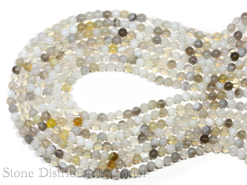 【丸ビーズ】ボツワナアゲート(ホワイト) 4mm (数量限定商品) 【パワーストーン 天然石 アクセサリー 1連売り】
