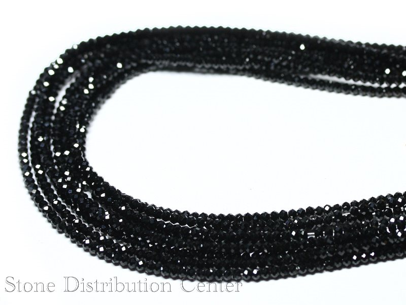 【カットビーズ】スピネル(ブラック) 宝石カット 2mm 【パワーストーン 天然石 アクセサリー 1連売り】