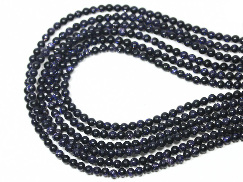 【丸ビーズ】ブルーゴールドストーン 3mm 【パワーストーン 天然石 アクセサリー 1連売り】