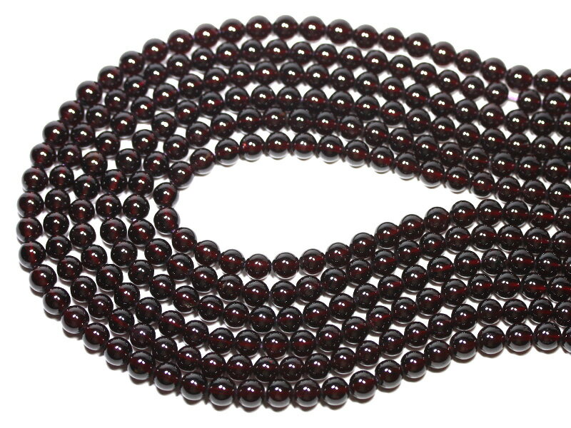 【丸ビーズ】ロードライトガーネット 6mm (ブレスレット約1本分) 【パワーストーン 天然石 アクセサリー 半連売り】