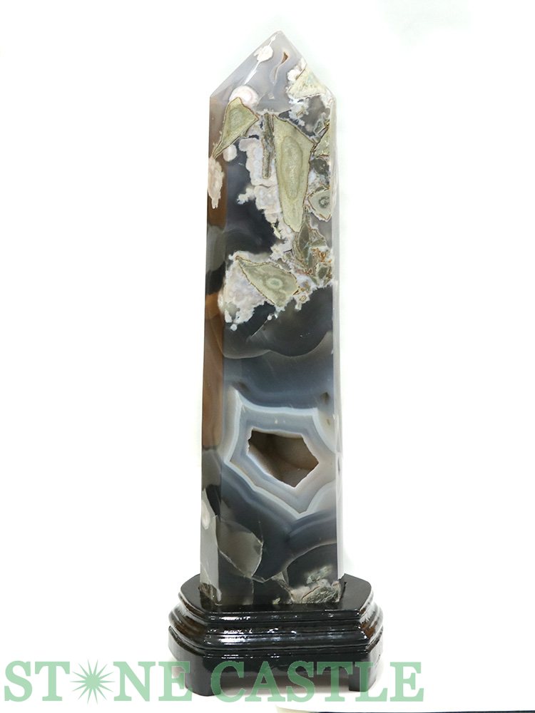 ☆一点物☆【置き石】ポイント型 フラワー瑪瑙 特大 (台付) No.03【パワーストーン 天然石 アクセサリー レディース メンズ】