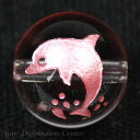 水晶 10mm (ピンク彫り) イルカ