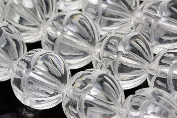 【彫刻ビーズ】天然水晶 16mm 蓮花 (3粒セット)【パワーストーン 天然石 アクセサリー レディース メンズ】