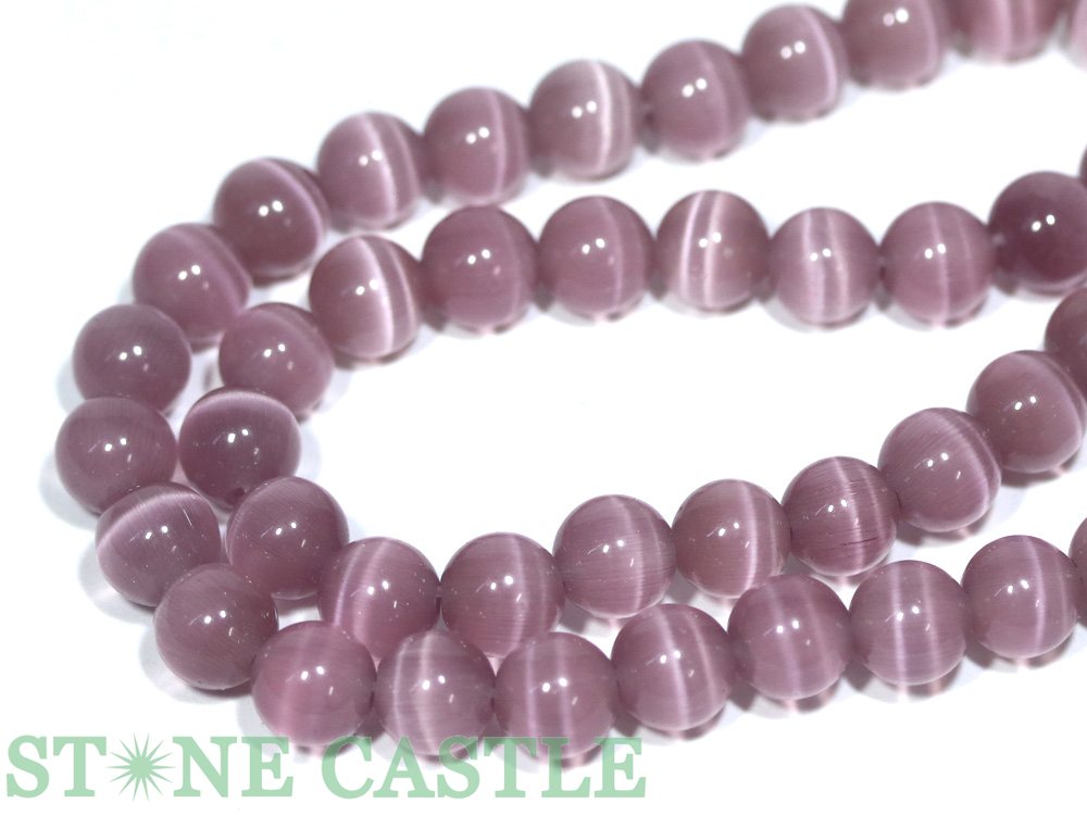 Fortune Telling - 【丸ビーズ】キャッツアイ(人工) 8mm パープル (数量限定商品)【パワーストーン 天然石 アクセサリー 1連売り】