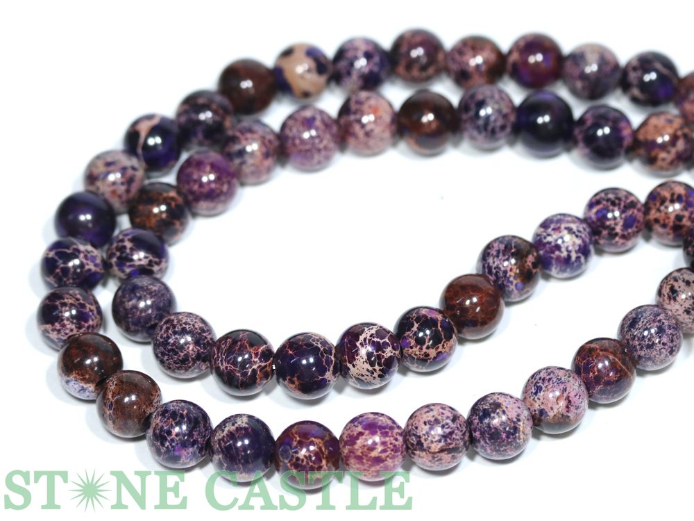 【丸ビーズ】インペリアルジャスパー(パープル) 10mm (数量限定商品)【パワーストーン 天然石 アクセサリー 1連売り】