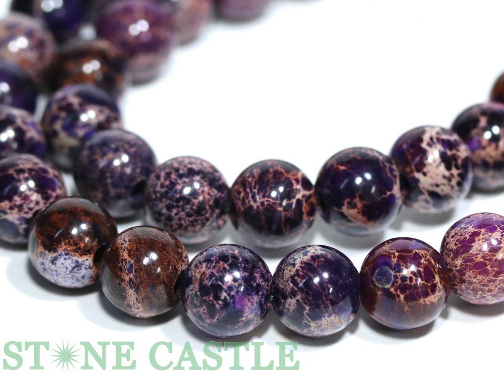 【丸ビーズ】インペリアルジャスパー(パープル) 10mm (数量限定商品)【パワーストーン 天然石 アクセサリー 1連売り】