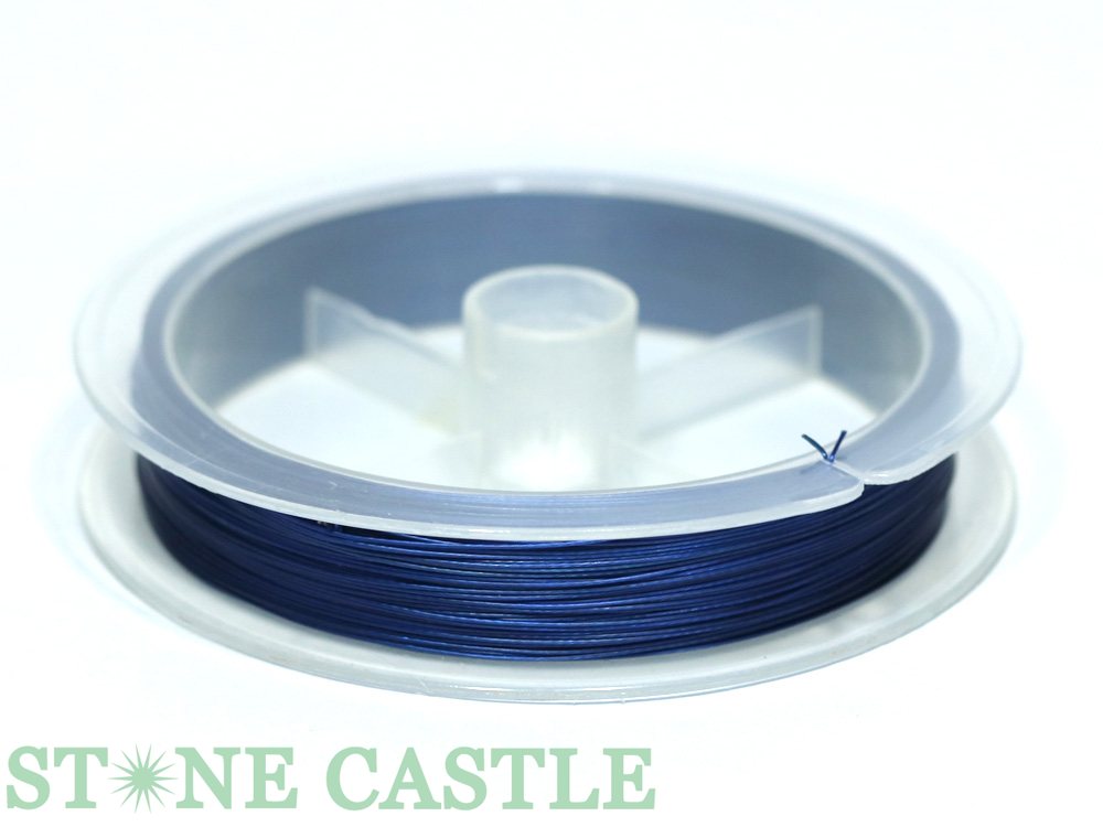 【パーツ】ナイロンコートワイヤー(0.38mm) 紺 (6巻セット) ★特価★【パワーストーン 天然石 アクセサリー】