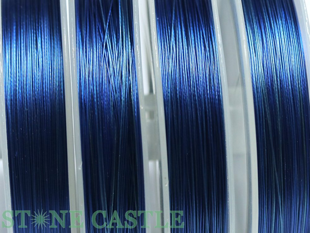 【パーツ】ナイロンコートワイヤー(0.38mm) 紺 (6巻セット) ★特価★【パワーストーン 天然石 アクセサリー】