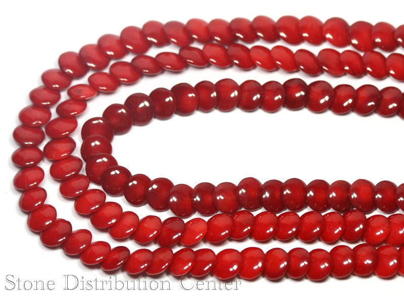 【カットビーズ】赤珊瑚 平丸型 (約8mm)【パワーストーン 天然石 アクセサリー】