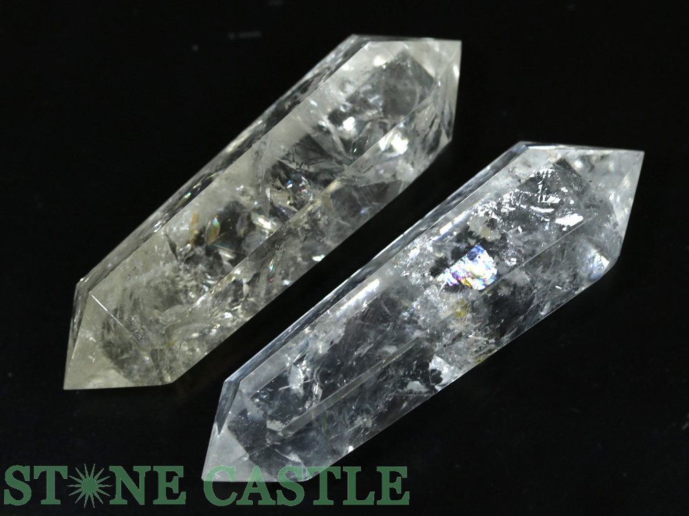 ☆一点物☆【置き石】ダブルポイント型 レインボー水晶 (2本セット) No.97【パワース...