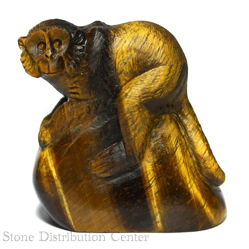 ☆置物一点物☆【彫刻置物】サル タイガーアイ No.41※DM便・ネコポス不可※【パワーストーン 天然石 アクセサリー】