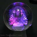 【彫刻置物】丸玉 人工水晶 約90mm (レーザー彫刻)(レインボー台付き) 千手観音菩薩【パワーストーン 天然石 アクセサリー レディース メンズ】