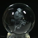 【彫刻置物】丸玉 人工水晶 約50mm (レーザー彫刻) サル【パワーストーン 天然石 アクセサリー レディース メンズ】