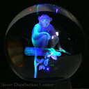 【彫刻置物】丸玉 人工水晶 約90mm (レーザー彫刻)(レインボー台付き) サル【パワーストーン 天然石 アクセサリー レディース メンズ】