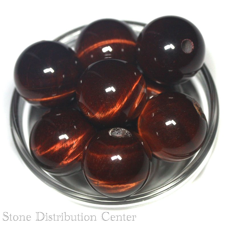 【モチーフビーズ】穴あき丸玉 20mm(3mm穴) レッドタイガーアイ (4個セット) ★特価★【パワーストーン ..