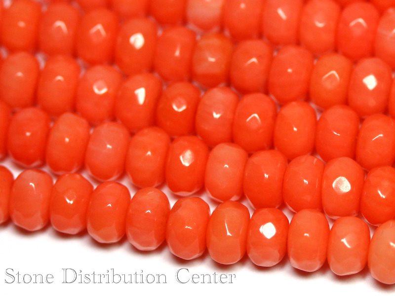 【カットビーズ】オレンジ珊瑚 ボタン型カット (約3×5mm)【パワーストーン 天然石 ...