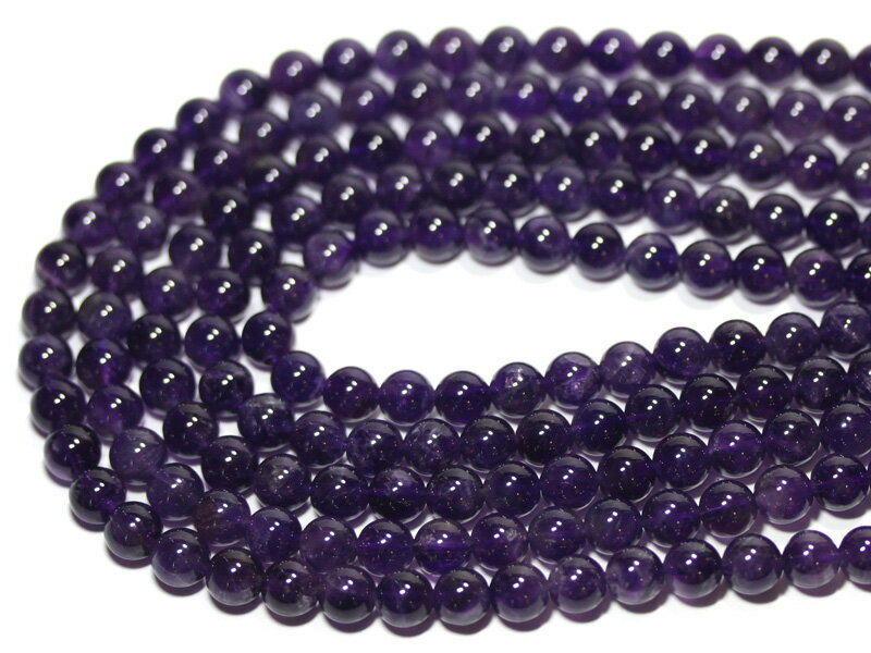 【丸ビーズ】アメジスト 8mm (ブレスレット約1本分) 【パワーストーン 天然石 アクセサリー 半連売り】