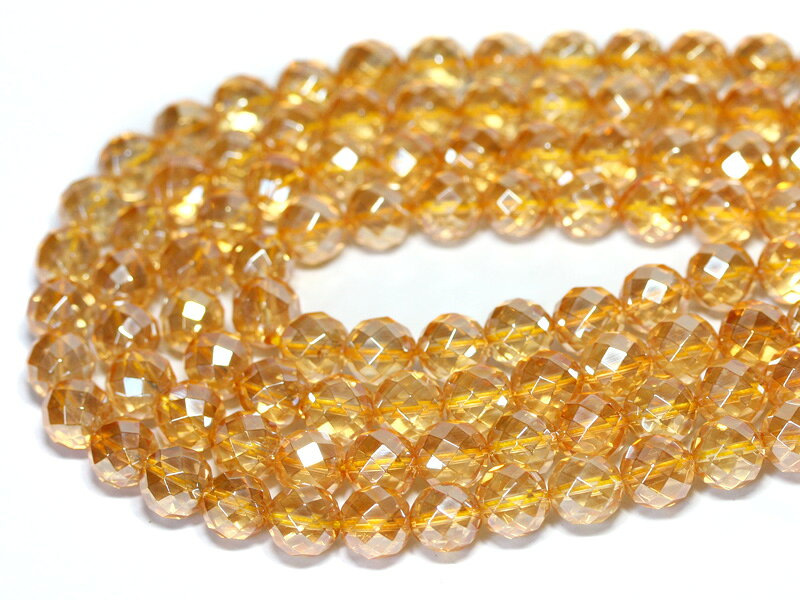 Genuine, Semi-Precious Stones - 【カットビーズ】ゴールデンオーラ 64面カット 10mm 【パワーストーン 天然石 アクセサリー 1連売り】