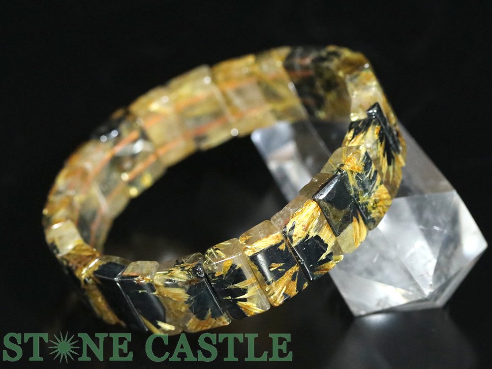☆一点物☆【ブレスレット】ビクトリー極太太陽タイチンルチル (3A) バングル No.43 約14x9x6mm (ケース付)【パワーストーン 天然石 アクセサリー レディース メンズ】