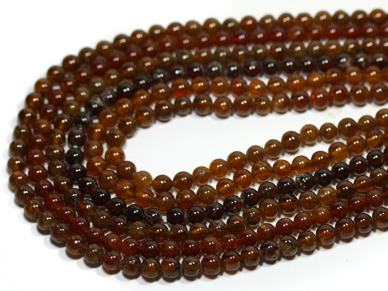 【丸ビーズ】オレンジガーネット (2A) 6mm (ブレスレット約1本分) 【パワーストーン 天然石 アクセサリー 半連売り】