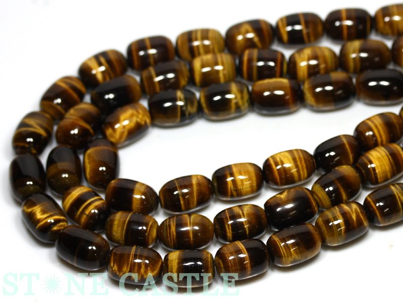 【カットビーズ】タイガーアイ 太鼓型 12x16mm【パワーストーン 天然石 アクセサリー 1連売り】