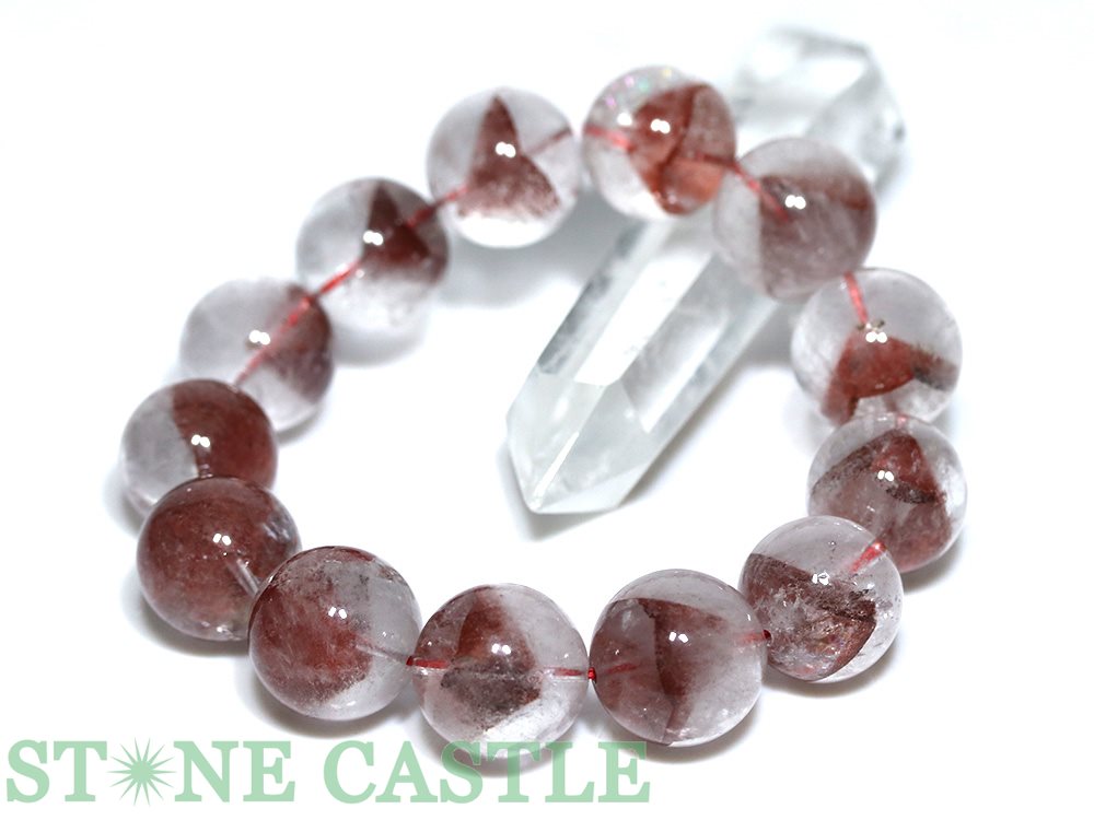 ★楽天スーパーセール★☆一点物☆【ブレスレット】レッドファントムクォーツ (3A) No.01 (約17〜17.5mm) (ケース付)【パワーストーン 天然石 ...