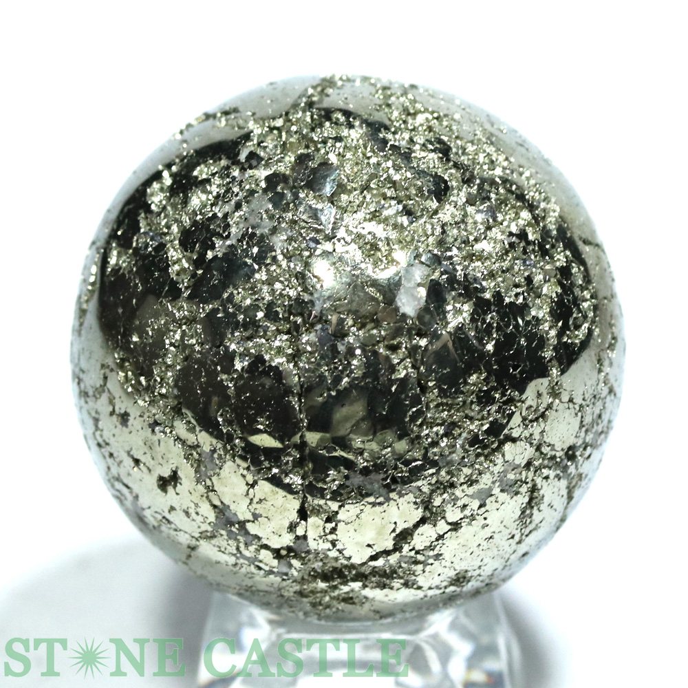 ☆一点物☆【置き石】丸玉 パイライト (3A) 約48mm No.41【パワーストーン 天然石 ア...