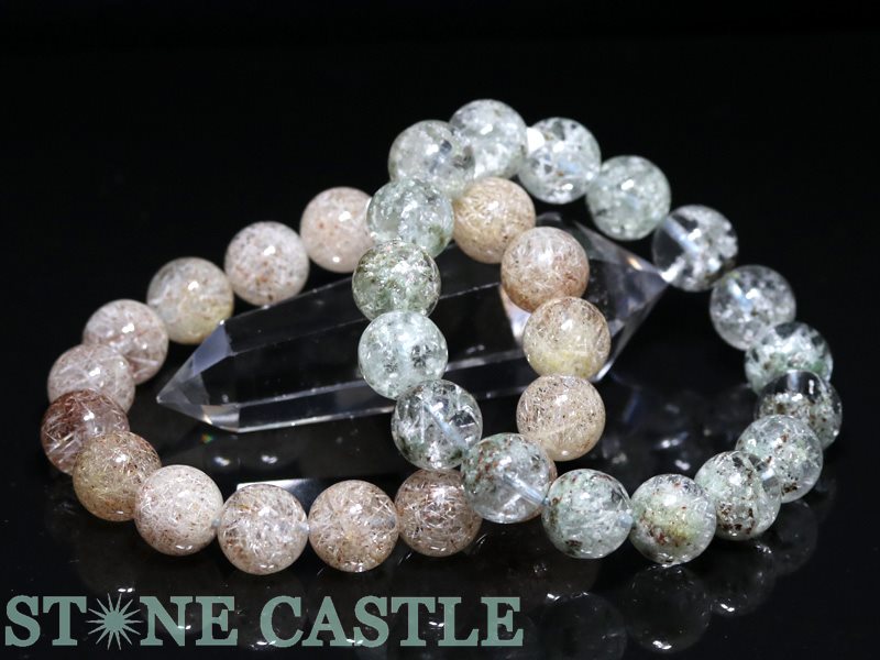 ☆高品質☆【ブレスレット】ホワイトスノールチルクォーツ (ガーデン入り) (ザンビア産) (約11.5～12mm) 【パワーストーン 天然石 アクセサリー レディース メンズ】