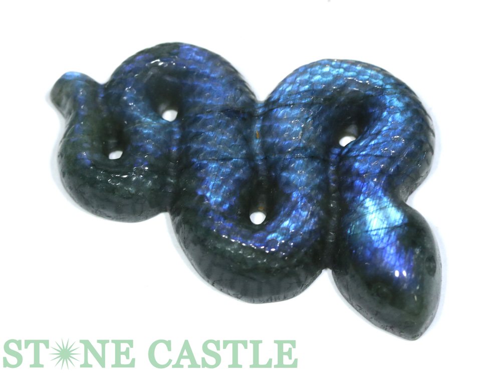 ☆一点物☆【彫刻置物】蛇 ラブラドライト (EX) No.93【パワーストーン 天然石 アクセサリー レディース】 compass668-10647166 パワーストーン 石流通センター パッケージ画像